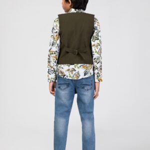 Dark Moss Green Cotton Partywear Waist Coat